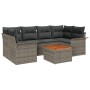 Set de Sofá de Jardín de 7 Piezas con Cojines Gris Poliratán Acacia by , Outdoor sofas - Ref: Foro24-3347279, Price: 438,56 €...