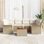 Juego de Sofá de Jardín de 7 Piezas con Cojines Beige Ratán Poliéster Acacia by , Outdoor sofas - Ref: Foro24-3347281, Price:...