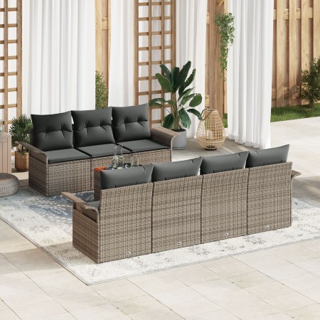 Conjunto de Sofá de Jardín de 8 Piezas con Cojines Gris Ratán Poliéster Acacia by , Outdoor sofas - Ref: Foro24-3347286, Pric...