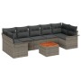 Juego de Sofá de Jardín de 8 Piezas con Cojines Gris Poliratán Acacia von , Outdoor-Sofas - Ref: Foro24-3347293, Preis: 509,9...