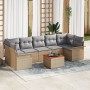 Conjunto de Sofá de Jardín de 8 Piezas con Cojines Beige Ratán Poliéster Acacia by , Outdoor sofas - Ref: Foro24-3347294, Pri...