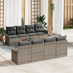 Juego de Sofá de Jardín de 9 Piezas con Cojines Gris Poliratán Acacia by , Outdoor sofas - Ref: Foro24-3347300, Price: 596,98...