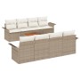 Juego de Sofá de Jardín de 9 piezas con Cojines Beige Ratán Polipropileno Acacia von , Outdoor-Sofas - Ref: Foro24-3347302, P...