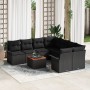 Juego de Sofá de Jardín de 9 Piezas con Cojines Negro Poliratán Acacia von , Outdoor-Sofas - Ref: Foro24-3347310, Preis: 569,...