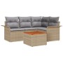 Juego de Sofá de Jardín de 5 Piezas con Cojines Beige de Poliratán Acacia by , Outdoor sofas - Ref: Foro24-3347322, Price: 34...