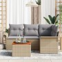 Juego de Sofá de Jardín de 5 Piezas con Cojines Beige de Poliratán Acacia by , Outdoor sofas - Ref: Foro24-3347322, Price: 34...