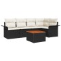 Conjunto de Sofá de Jardín de 6 Piezas con Cojines Negro Poliratán Acacia by , Outdoor sofas - Ref: Foro24-3347327, Price: 38...