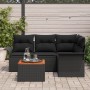 Juego de Sofá de Jardín de 5 Piezas con Cojines Poliratán Negro y Acacia by , Outdoor sofas - Ref: Foro24-3347324, Price: 341...
