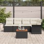 Conjunto de Sofá de Jardín de 6 Piezas con Cojines Negro Poliratán Acacia by , Outdoor sofas - Ref: Foro24-3347327, Price: 38...