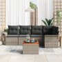 Juego de Sofá de Jardín de 6 Piezas con Cojines Gris Poliratán Acacia von , Outdoor-Sofas - Ref: Foro24-3347328, Preis: 382,2...