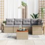 Conjunto de Sofá de Jardín de 6 Piezas con Cojines Beige Poliratán Acacia by , Outdoor sofas - Ref: Foro24-3347329, Price: 39...