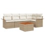 Juego de Sofá de Jardín de 6 Piezas con Cojines Beige Poliratán Acacia by , Outdoor sofas - Ref: Foro24-3347330, Price: 409,6...