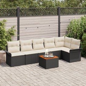 Conjunto de Sofá de Jardín de 7 Piezas con Cojines Negro Poliratán Acacia by , Outdoor sofas - Ref: Foro24-3347334, Price: 41...