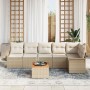 Juego de Sofá de Jardín de 7 Piezas con Cojines Beige Poly Rattan Acacia von , Outdoor-Sofas - Ref: Foro24-3347337, Preis: 47...