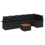 Juego de Sofá de Jardín de 7 Piezas con Cojines Negro Poliratán Acacia von , Outdoor-Sofas - Ref: Foro24-3347338, Preis: 452,...