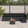 Juego de Sofá de Jardín de 7 Piezas con Cojines Negro Poliratán Acacia von , Outdoor-Sofas - Ref: Foro24-3347338, Preis: 452,...