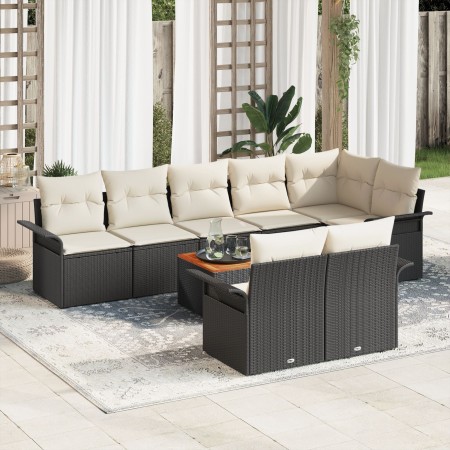 Conjunto de sofá de jardín de 9 piezas con cojines negros de ratán by , Outdoor sofas - Ref: Foro24-3347341, Price: 573,15 €,...