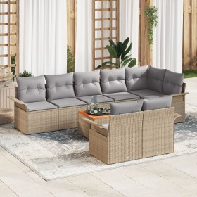 Juego de Sofá de Jardín de 9 Piezas con Cojines Beige Ratán Acacia by , Outdoor sofas - Ref: Foro24-3347343, Price: 627,78 €,...