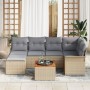 Juego de Sofás de Jardín de 7 Piezas con Cojines Beige Poliratán Acacia by , Outdoor sofas - Ref: Foro24-3347350, Price: 435,...