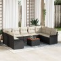 Conjunto de Sofás de Jardín de 10 Piezas con Cojines Negro Poliratán Acacia by , Outdoor sofas - Ref: Foro24-3347369, Price: ...