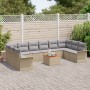 Juego de Sofás de Jardín de 11 Piezas con Cojines Beige de Rattan de Polietileno Acacia von , Outdoor-Sofas - Ref: Foro24-334...