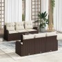 Conjunto de sofá de jardín 7 pcs Marrón 55 x 55 x 37 cm