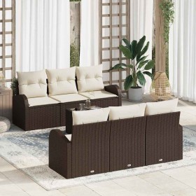 Conjunto de sofá de jardín 7 pcs Marrón 55 x 55 x 37 cm