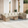 Conjunto de Sofás de Jardín de 11 Piezas con Cojines Beige Ratán Sintético Acacia by , Outdoor sofas - Ref: Foro24-3347379, P...