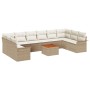 Conjunto de Sofás de Jardín de 11 Piezas con Cojines Beige Ratán Sintético Acacia by , Outdoor sofas - Ref: Foro24-3347379, P...