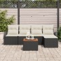 Juego de Sofá de Jardín de 6 Piezas con Cojines Negro Ratán Poli Acacia de , Sofás de exterior - Ref: Foro24-3347565, Precio:...