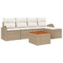 Conjunto de Sofá de Jardín de 6 piezas con Cojines Beige de Poliratán Acacia by , Outdoor sofas - Ref: Foro24-3347568, Price:...