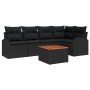 Juego de sofá de 6 piezas con cojines Negro Polirratán Acacia von , Outdoor-Sofas - Ref: Foro24-3347583, Preis: 388,02 €, Rab...