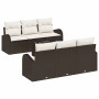 Conjunto de sofá de jardín 7 pcs Marrón 55 x 55 x 37 cm