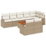 Conjunto de Sofás de Jardín de 9 piezas con Cojines Beige de Polirratán Acacia von , Outdoor-Sofas - Ref: Foro24-3347596, Pre...