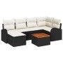 Conjunto de Sofás de Jardín de 7 Piezas con Cojines Negro Ratán Poliéster Acacia von , Outdoor-Sofas - Ref: Foro24-3347600, P...