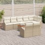 Conjunto de Sofás de Jardín de 9 piezas con Cojines Beige de Polirratán Acacia von , Outdoor-Sofas - Ref: Foro24-3347596, Pre...