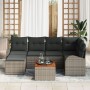 Juego de Sofá de Jardín de 7 Piezas con Cojines Gris Ratán Poliéster Acacia von , Outdoor-Sofas - Ref: Foro24-3347601, Preis:...