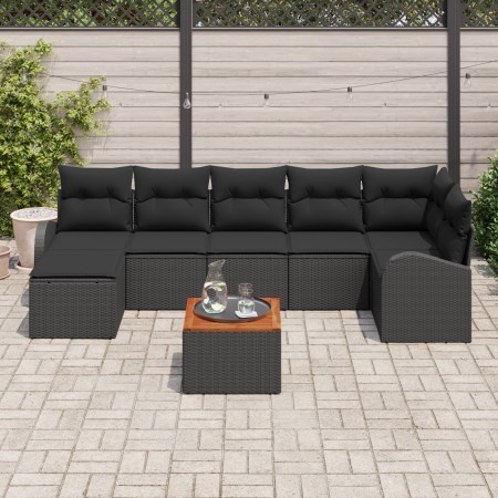 Conjunto de Sofá de Jardín de 8 Piezas con Cojines Negros de Poliratán von , Outdoor-Sofas - Ref: Foro24-3347611, Preis: 493,...