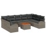 Conjunto de Sofás de Jardín de 10 Piezas con Cojines Gris Poliratán Acacia by , Outdoor sofas - Ref: Foro24-3347622, Price: 5...