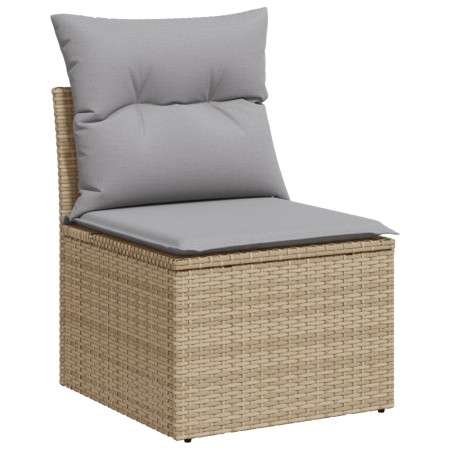 Juego de Sofás de Jardín de 10 Piezas con Cojines Beige Ratán Poliéster Acacia von , Outdoor-Sofas - Ref: Foro24-3347623, Pre...