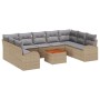 Juego de Sofás de Jardín de 10 Piezas con Cojines Beige Ratán Poliéster Acacia von , Outdoor-Sofas - Ref: Foro24-3347623, Pre...