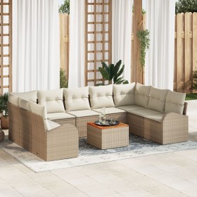 Juego de Sofá de Jardín de 10 Piezas con Cojines Beige Ratán Sintético Acacia by , Outdoor sofas - Ref: Foro24-3347624, Price...