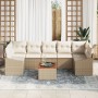 Conjunto de Sofá de Jardín de 8 Piezas con Cojines Beige de Ratán Poliéster by , Outdoor sofas - Ref: Foro24-3347799, Price: ...