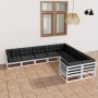 Gartenmöbelset 9 Stück mit Kissen weißes Kiefernholz von vidaXL, Gartensets - Ref: Foro24-3077035, Preis: 921,79 €, Rabatt: %