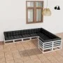 Set de muebles de jardín 9 pzas con cojines madera pino blanco de vidaXL, Conjuntos de jardín - Ref: Foro24-3077035, Precio: ...