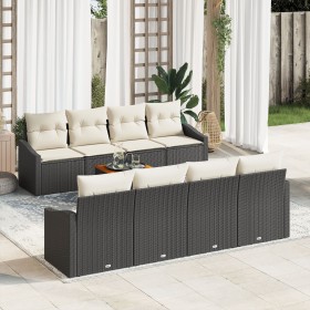 Juego de Sofá de Jardín de 9 piezas con Cojines negros de Ratán Polimérico Acacia by , Outdoor sofas - Ref: Foro24-3347803, P...