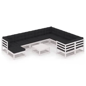 11-piece garden furniture set with white pine wood cushions by vidaXL, Garden sets - Ref: Foro24-3077080, Price: 1,00 €, Disc...