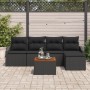 Conjunto de Sofás de Jardín de 6 Piezas con Cojines Negro Ratán Poli Acacia von , Outdoor-Sofas - Ref: Foro24-3347821, Preis:...