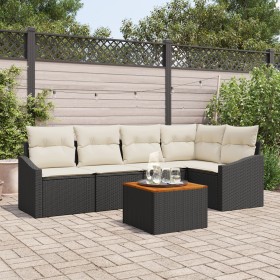 Juego de Sofá de Jardín de 6 Piezas con Cojines en Negro Poliratán Acacia by , Outdoor sofas - Ref: Foro24-3347831, Price: 37...