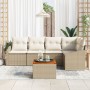 Juego de Sofá de Jardín de 6 Piezas con Cojines Beige de Rattan Poliéster by , Outdoor sofas - Ref: Foro24-3347834, Price: 39...